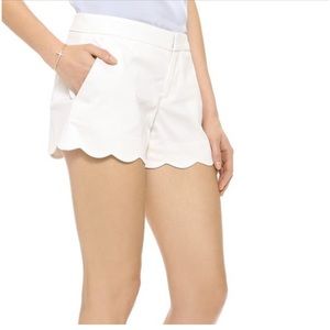 Club Monaco Scallop Hem Shorts in White